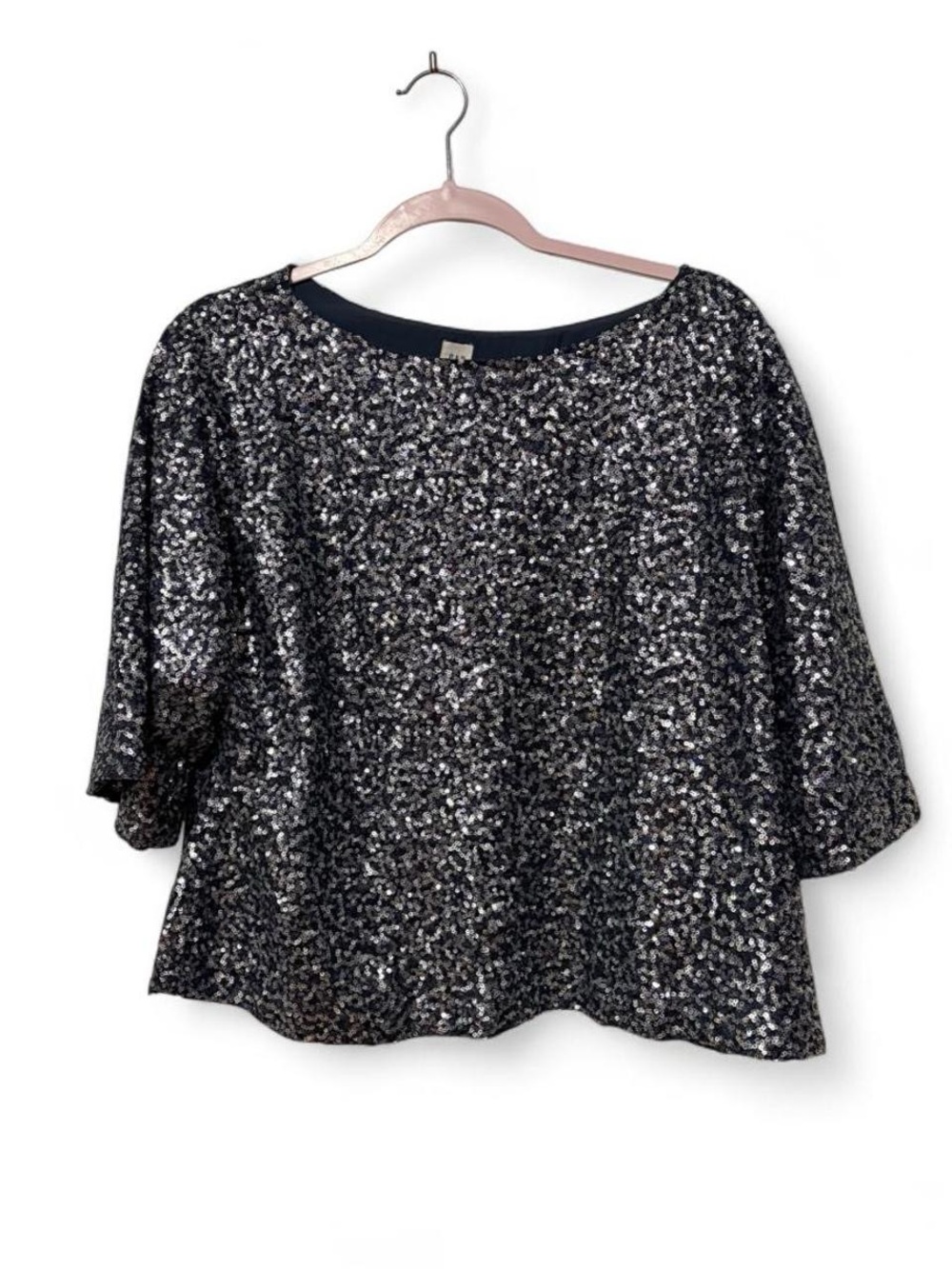 NWT Gap navy blue sequin blouse with silver sequins, size M